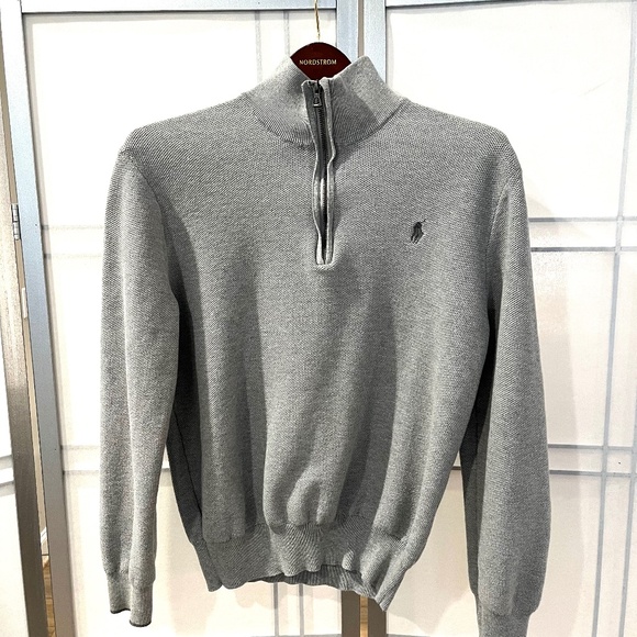 Polo Ralph Lauren Men's Gray Quarter Zip Mock Neck Sweater - Size S/M - Picture 1 of 5